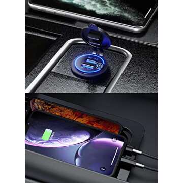 2 Pack 12V USB Charger QC3.0 Car Boat Dual Outlet