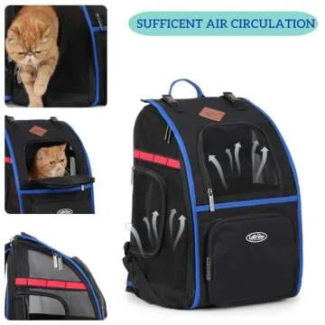 Lollimeow Cat Backpack Pet Carrier for Cats and Puppies - Ventilated Outdoor Canvas Cat Backpack with Large Space, Airline Approved