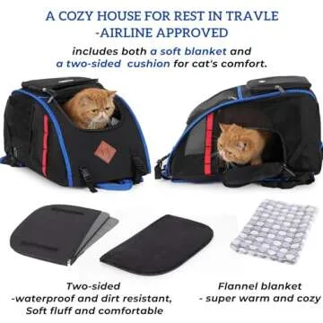 Lollimeow Cat Backpack Pet Carrier for Cats and Puppies - Ventilated Outdoor Canvas Cat Backpack with Large Space, Airline Approved