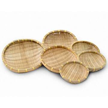 Natural Bamboo Kitchen Basket for Fruits and Bread Storage