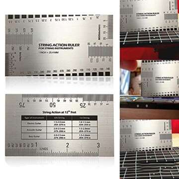 Bluelans® Double Sided Multi Function String Action Guitar Set Up Gauge Ruler User Guide Luthier Me...