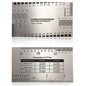 Bluelans® Double Sided Multi Function String Action Guitar Set Up Gauge Ruler User Guide Luthier Measuring Tool for Electric, Acoustic Bass Guitars