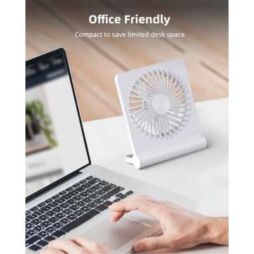 Koonie Portable Desk Fan, 3.5-20hrs Battery Operated Small USB Fan with Ultra Quiet 220° Tilt Foldi...
