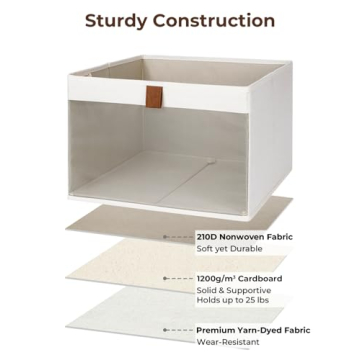 StorageWorks Foldable Closet Bins Clear Window 2 Handles Beige