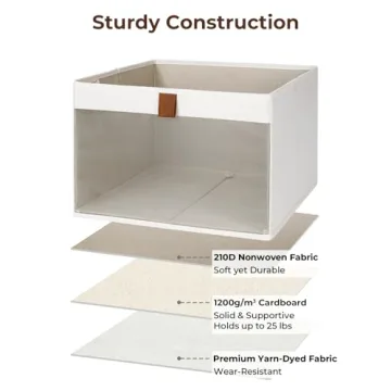 StorageWorks Foldable Closet Bins Clear Window 2 Handles Beige