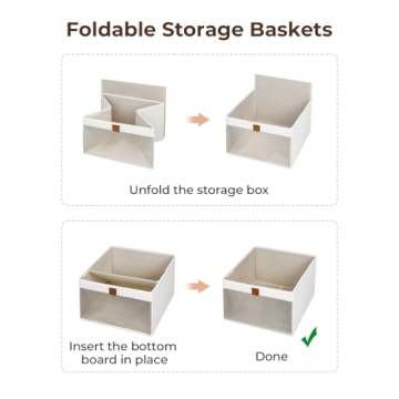 StorageWorks Foldable Closet Bins Clear Window 2 Handles Beige
