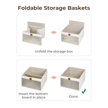 StorageWorks Foldable Closet Bins Clear Window 2 Handles Beige