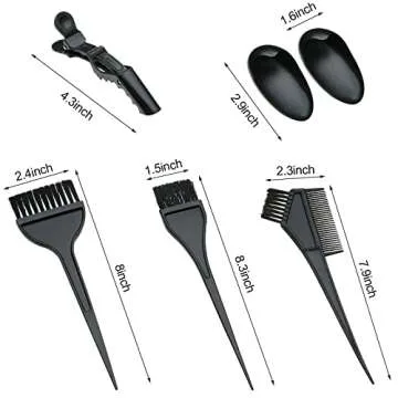 20 Pieces Hair Dye Coloring Kit, Hair Tinting Bowl, Dye Brush, Ear Cover, Gloves for DIY Salon Hair Coloring Bleaching Hair Dryers Hair Dye Tools (14.8 x 4.8 cm, Small Black Bowl Style)