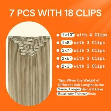 Full Shine Blonde Highlight Clip in Hair Extensions Human Hair Clip in Hair Extensions Remy Human Hair 7 Pcs Double Weft Clip in Extensions Real Hair 18 Inch