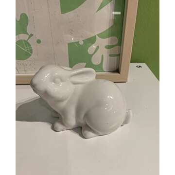 QIAOIDEA Set of 2 Porcelain Bunny Rabbit Statue Figurine Easter Spring Decoration Vintage Rustic White Bunny Figurines for Easter Dining Table Centerpiece Tiered Tray Bowl Shelf Ornament