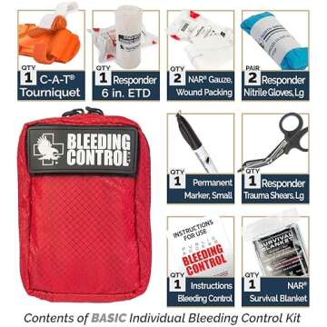 North American Rescue Public Access Individual Bleeding Control Kit (Basic) NAR Compact Blood Contro...