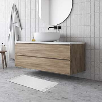 French Connection Nellore Bathroom Rugs, Woven and Beaded Bathroom Mats, Durable Non-Slip Bath Rugs,...