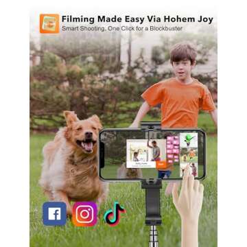 hohem iSteady Q Gimbal Stabilizer for Smartphone, 1 Axis Selfie Stick Tripod with Face Tracking, 360° Rotation, 4 in 1 Portable Phone Tripod w/Extendable Stick for iPhone 14/Android Video Recording