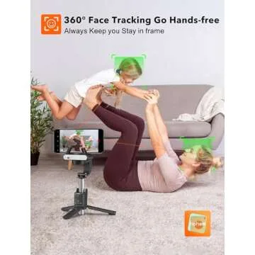 hohem iSteady Q Gimbal Stabilizer for Smartphone, 1 Axis Selfie Stick Tripod with Face Tracking, 360° Rotation, 4 in 1 Portable Phone Tripod w/Extendable Stick for iPhone 14/Android Video Recording
