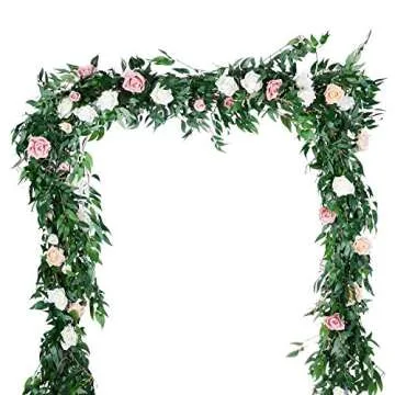 Artiflr 2 Pack Artificial Hanging Leaves Vines, 5.7 Ft Fake Willow Leaves Twigs Silk Plant Vines in Green for Indoor/Outdoor Wedding Decor