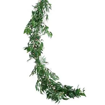 Artiflr 2 Pack Artificial Hanging Leaves Vines, 5.7 Ft Fake Willow Leaves Twigs Silk Plant Vines in Green for Indoor/Outdoor Wedding Decor