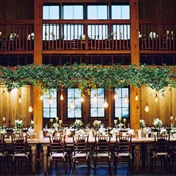 Artiflr 2 Pack Artificial Hanging Leaves Vines, 5.7 Ft Fake Willow Leaves Twigs Silk Plant Vines in Green for Indoor/Outdoor Wedding Decor