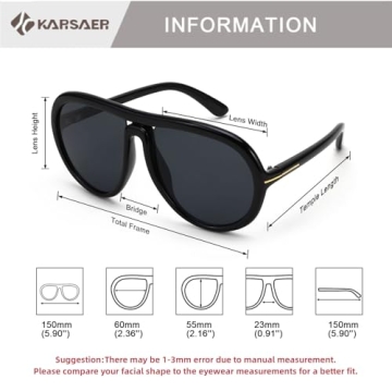 Karsaer Oversized Vintage Aviator Sunglasses for All Ages
