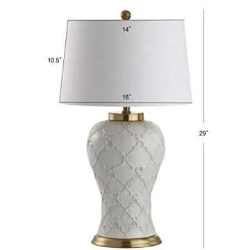 JONATHAN Y JYL4024A Arthur 29" Ceramic LED Table Lamp Traditional Transitional Bedside Desk Nightstand Lamp for Bedroom Living Room Office College Bookcase LED Bulb Included, Cream