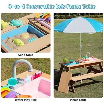 Mederra Kids 3-in-1 Picnic Table: Outdoor Play Set