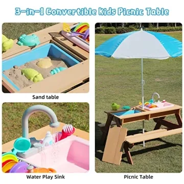 Mederra Kids 3-in-1 Picnic Table: Outdoor Play Set