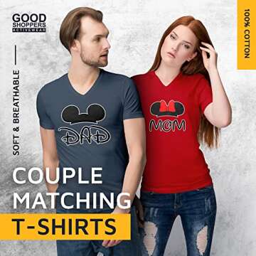 GOOD SHOPPERS ACTIVEWEAR - Mom and Dad Cartoon Mouse Ears Matching Outfits for Couples, Comfy Shirts...