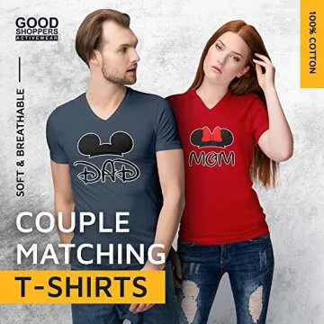 GOOD SHOPPERS ACTIVEWEAR - Mom and Dad Cartoon Mouse Ears Matching Outfits for Couples, Comfy Shirts...