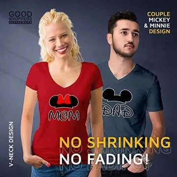 GOOD SHOPPERS ACTIVEWEAR - Mom and Dad Cartoon Mouse Ears Matching Outfits for Couples, Comfy Shirts for Matching Family Outfits, Must-Have Cotton Family Matching Shirts (hnavy-red,Men-L/Women-M)