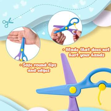 LOVESTOWN 4 PCS Plastic Toddler Safety Scissors, Pre-School Training Scissors for Toddlers & Children Art Supplies