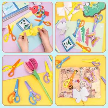 LOVESTOWN 4 PCS Plastic Toddler Safety Scissors, Pre-School Training Scissors for Toddlers & Children Art Supplies