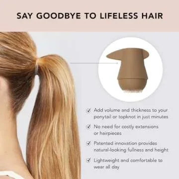 Kitsch PONYFULL Hair Volumizer Tool - Adds Lift and Style To Your Ponytail | Hair Bun Maker for Women | Includes 3 No Snag Elastic Ties- Ideal for Daily Use or Any Ocassion - (Blonde)