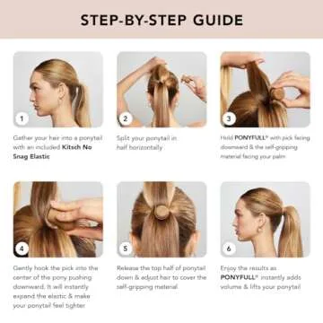 Kitsch PONYFULL Hair Volumizer Tool - Adds Lift and Style To Your Ponytail | Hair Bun Maker for Women | Includes 3 No Snag Elastic Ties- Ideal for Daily Use or Any Ocassion - (Blonde)