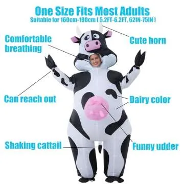 NBSAIRMO Inflatable Cow Costume for Adults - Funny Halloween Costume Suit