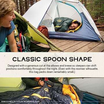 NEMO Disco Sleeping Bag | Plush Down Backpacking Sleeping Bag for Side Sleepers, Mens 15 Regular