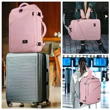 MATEIN Pink Travel Backpack for Women, Large Backpack Airline Approved, Expandable Carry on Backpacks, 35L Convertible Suitcase, Weekender Back Pack for Hiking Sport Gym, Gift for Traveler