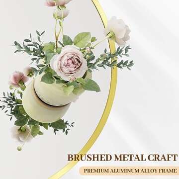 BEAUTYPEAK 18 Inch Round Mirror, Metal Frame Circle Mirror, Wall Mounted for Entryway, Bathroom, Vanity, Living Room, Gold