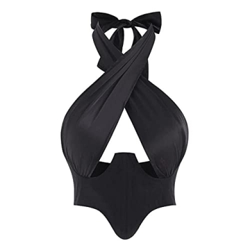 ZAFUL Ribbed Halter Crop Top Ruched Lace-up Cropped Cami Bandana Top Stitching Cropped Tank Top