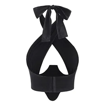 ZAFUL Ribbed Halter Crop Top Ruched Lace-up Cropped Cami Bandana Top Stitching Cropped Tank Top