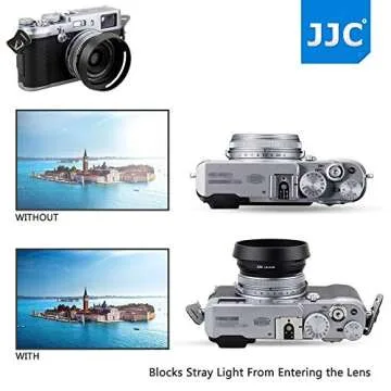 JJC Metal Lens Hood Shade Protector with 49mm Filter Adapter Ring for Fujifilm X100VI X100V X100F X100T X100S X100 X70 Replaces Fujifilm LH-X100 Lens Hood & AR-X100 Filter Adapter Ring/Black