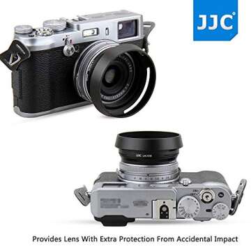JJC Metal Lens Hood Shade Protector with 49mm Filter Adapter Ring for Fujifilm X100VI X100V X100F X100T X100S X100 X70 Replaces Fujifilm LH-X100 Lens Hood & AR-X100 Filter Adapter Ring/Black