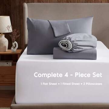 Nestl Queen Sheet Set - 4 Piece Bed Sheets for Queen Size Bed, Deep Pocket, Hotel Luxury, Extra Soft...