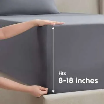 Nestl Queen Sheet Set - 4 Piece Bed Sheets for Queen Size Bed, Deep Pocket, Hotel Luxury, Extra Soft, Breathable and Cooling, Dark Grey Queen Size Sheets