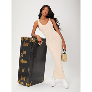 Floerns Women's Sexy Bodycon Tank Dress Ribbed Knit V Neck