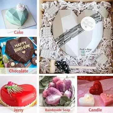 mdgfge 2 Pcs 3D Diamond Heart Silicone Mold for Chocolate, Easy Demold Heart Shaped Mold Tray for Valentine's Day Party Making Mousse, Cake, Candy Ice Cube Tray Soap Making Molds Supplies