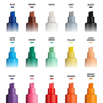 15 Posca Paint Markers, 8K Broad Coloring Markers with Broad Chisel Tips, Set of Acrylic Paint Pens ...