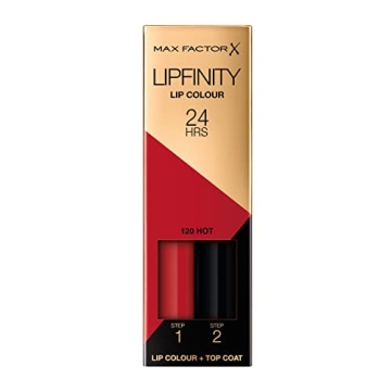 Max Factor X Lipfinity Lip Color, 120 Hot - Long Lasting and Moisturizing Duo