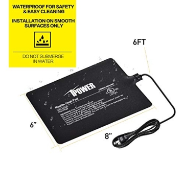 iPower 6x8-Inch Reptile Heat Mat with Aquarium Thermometer