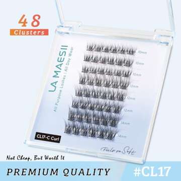 LA MAESII Lash Clusters, Individual Lashes Wispy & Natural Clusters Lashes, 48 Clusters Eyelash Extensions, C Curl Eyelash Clusters, Super Soft Thin Band Reusable False Eyelashes 10-14mm (Wispy-C)