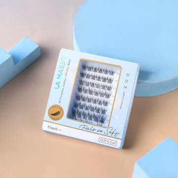 LA MAESII Lash Clusters, Individual Lashes Wispy & Natural Clusters Lashes, 48 Clusters Eyelash Extensions, C Curl Eyelash Clusters, Super Soft Thin Band Reusable False Eyelashes 10-14mm (Wispy-C)