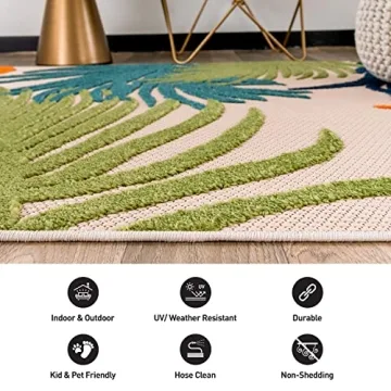 Rugshop Lucca Floral Indoor Outdoor Area Rug 7'10" x 10'